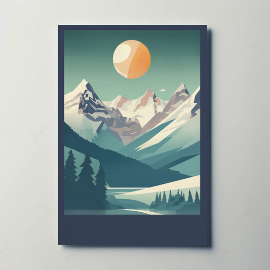 Alpine Summit Sunrise Explorer Scene Vintage Travel Poster