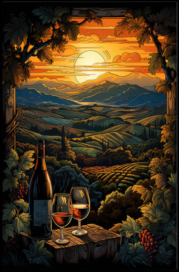 Sunset Vineyard Serenity Poster