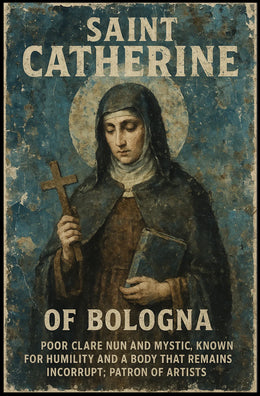 Saint Catherine of Bologna Vintage Religious Art Poster
