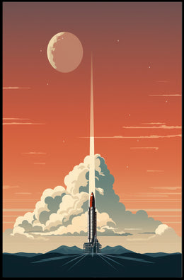 Rocket Launch At Dusk Poster