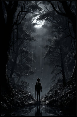 Moonlit Journey Through The Forest Poster