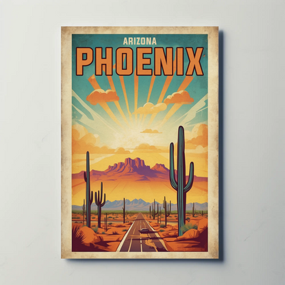 Phoenix Arizona Vintage Travel Poster Artwork