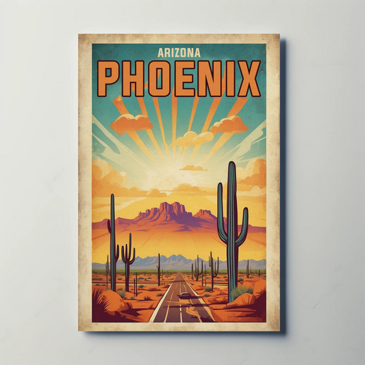Phoenix Arizona Vintage Travel Poster Artwork