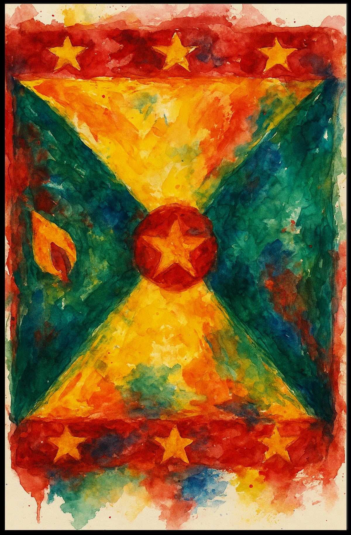 Vibrant Abstract Flag Modern Art Poster