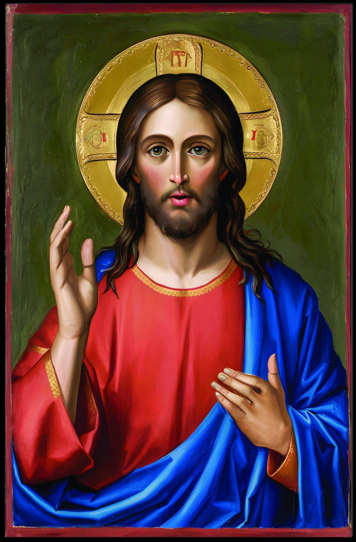 Iconic Portrait of Jesus Christ Poster