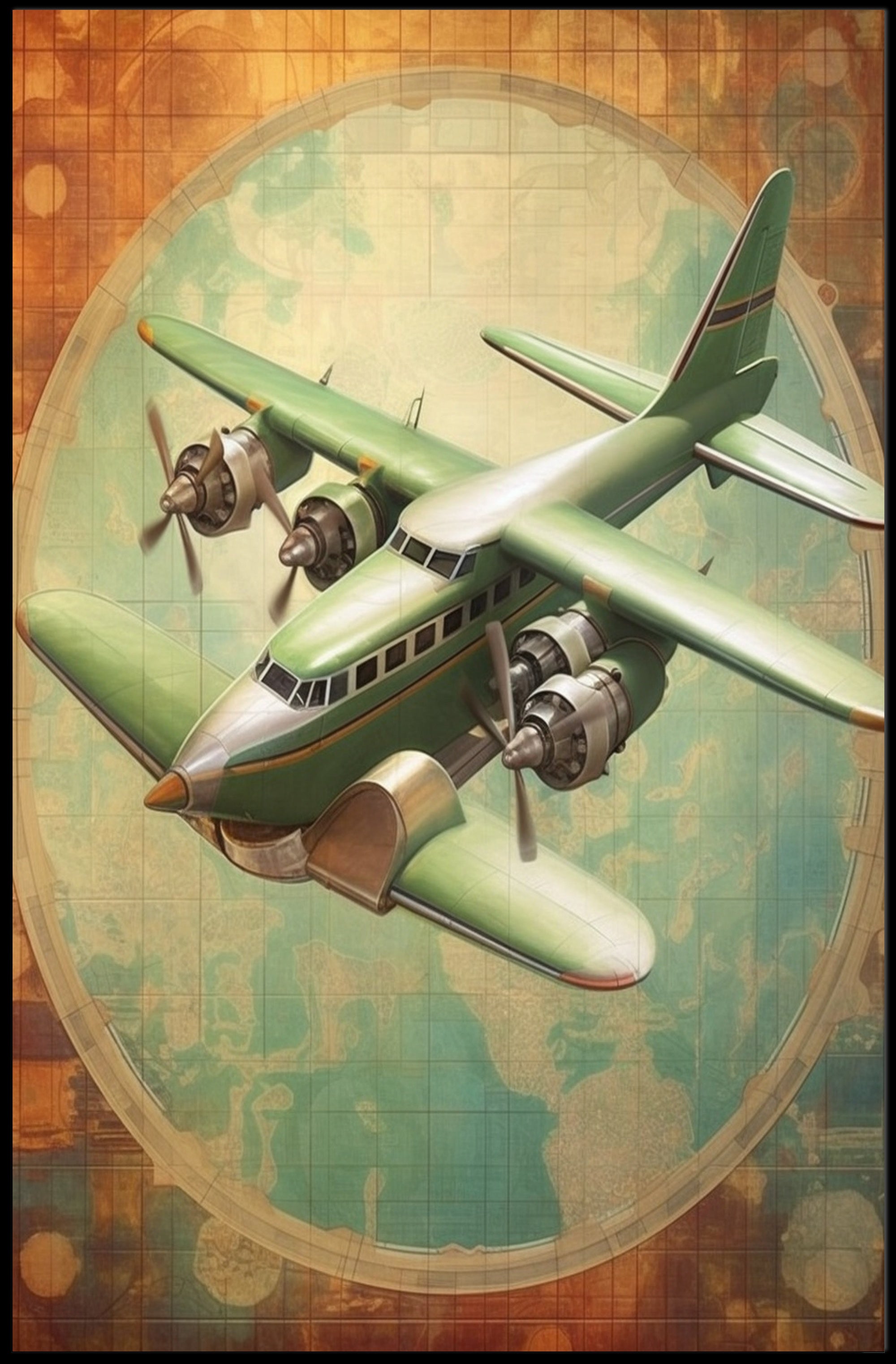 Vintage Aircraft Illustration Poster