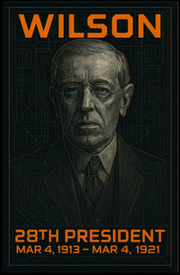 Woodrow Wilson 28th President of the United States Techno Schematic Poster
