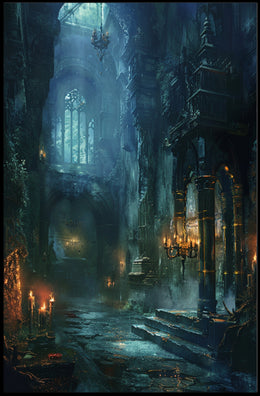 Gothic Cathedral Mystery: Atmospheric Art Poster PosterGoat