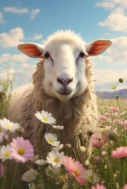 Sheep in Tranquil Countryside Animal Poster