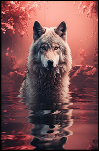 Majestic Wolf In Enchanted Waters Poster PosterGoat