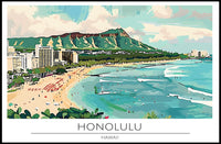Honolulu Beach Scene Poster