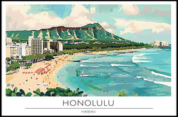 Honolulu Beach Scene Poster