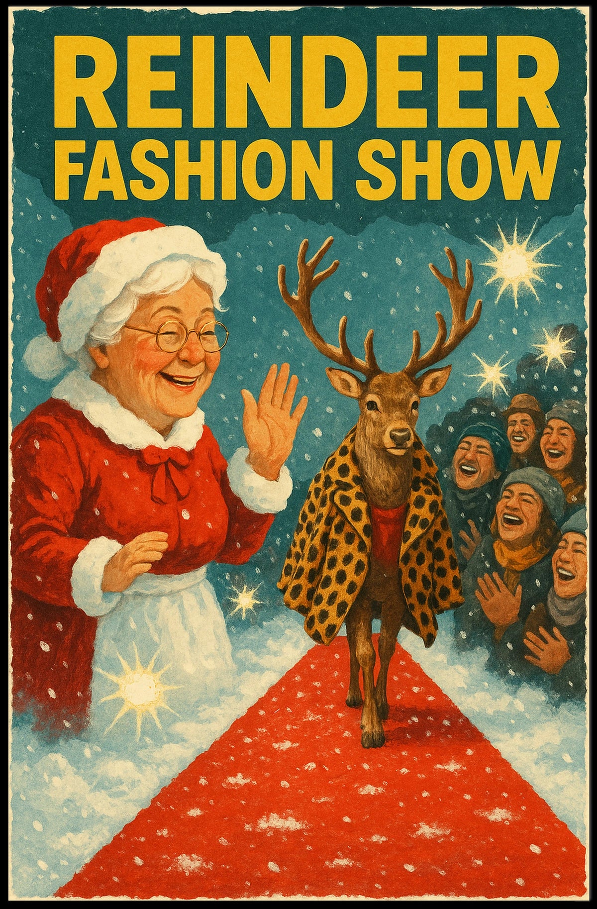 Reindeer Fashion Show Vintage Holiday Animal Poster