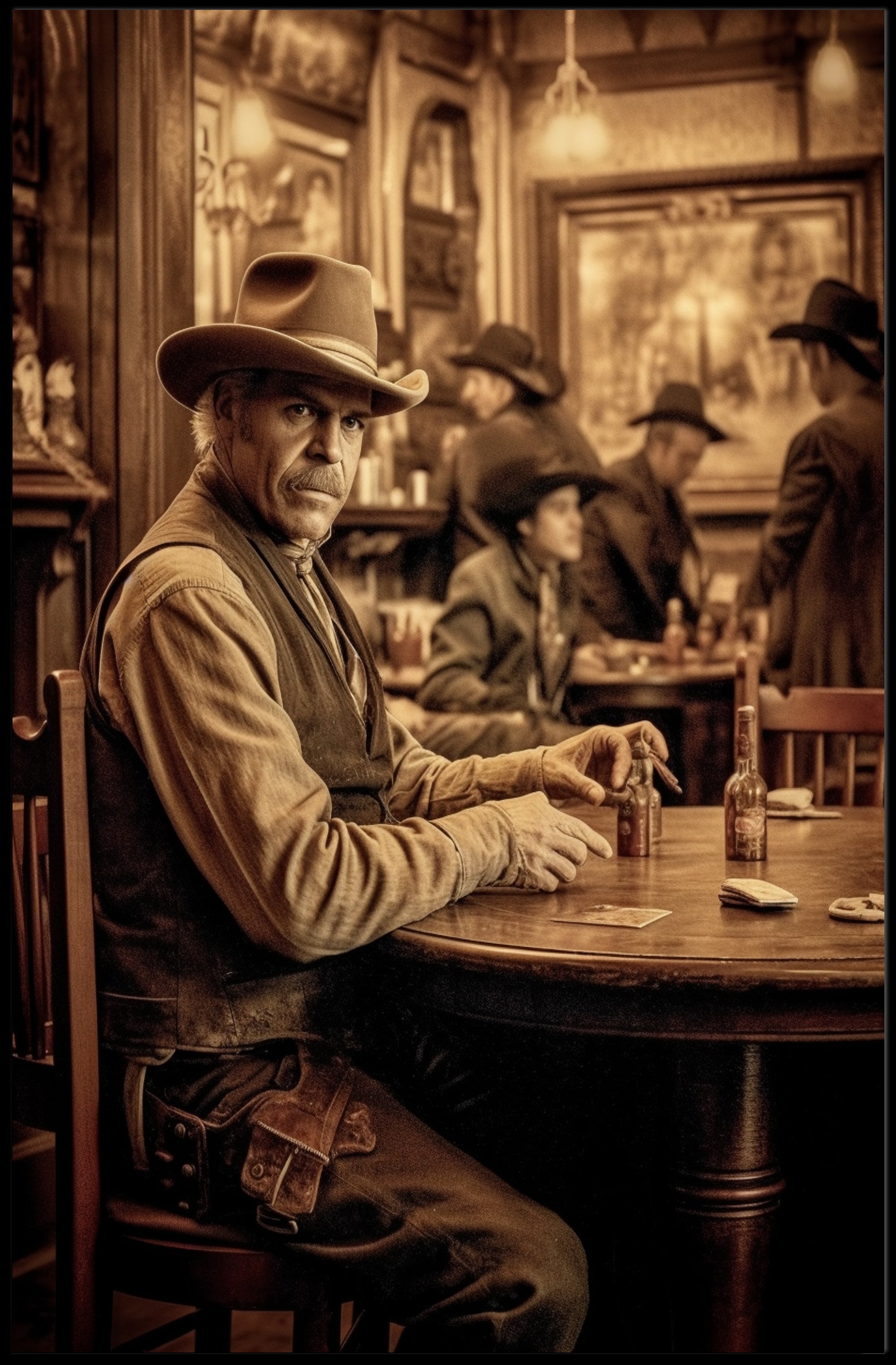 Western Saloon Scene Poster