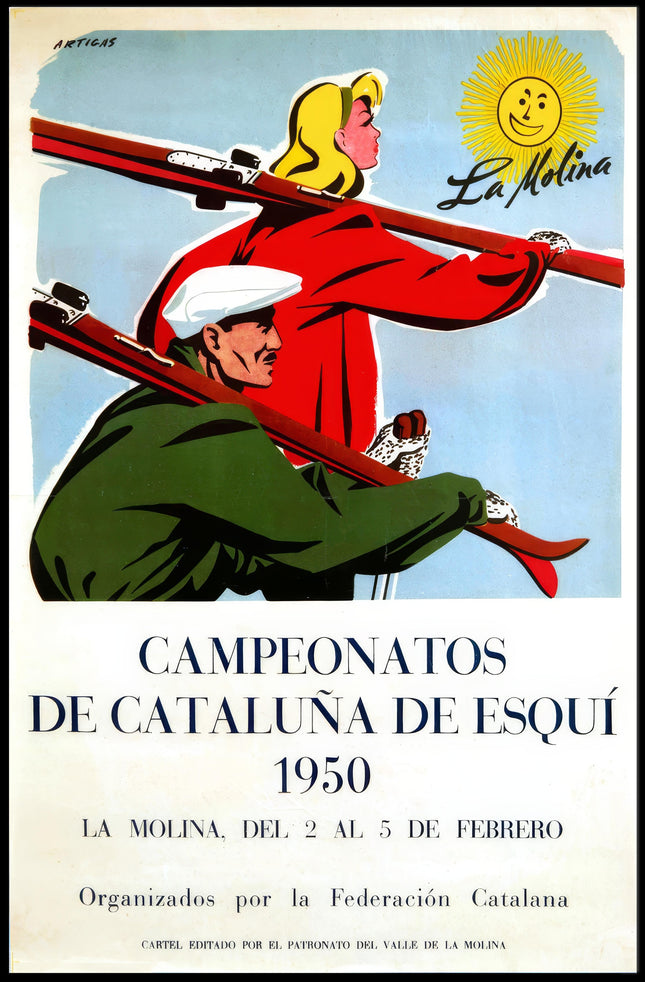1950 Catalonia Ski Championships Vintage Sports Poster