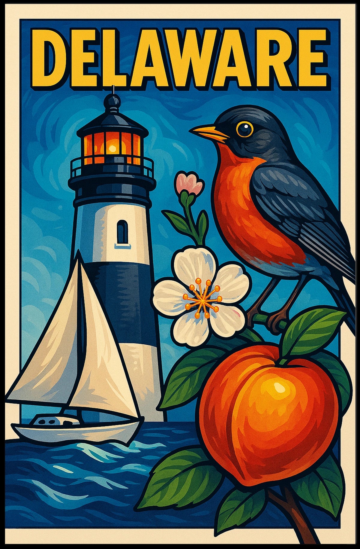 Delaware Scenic Illustration Poster