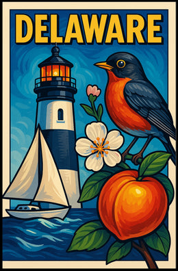 Delaware Scenic Illustration Poster