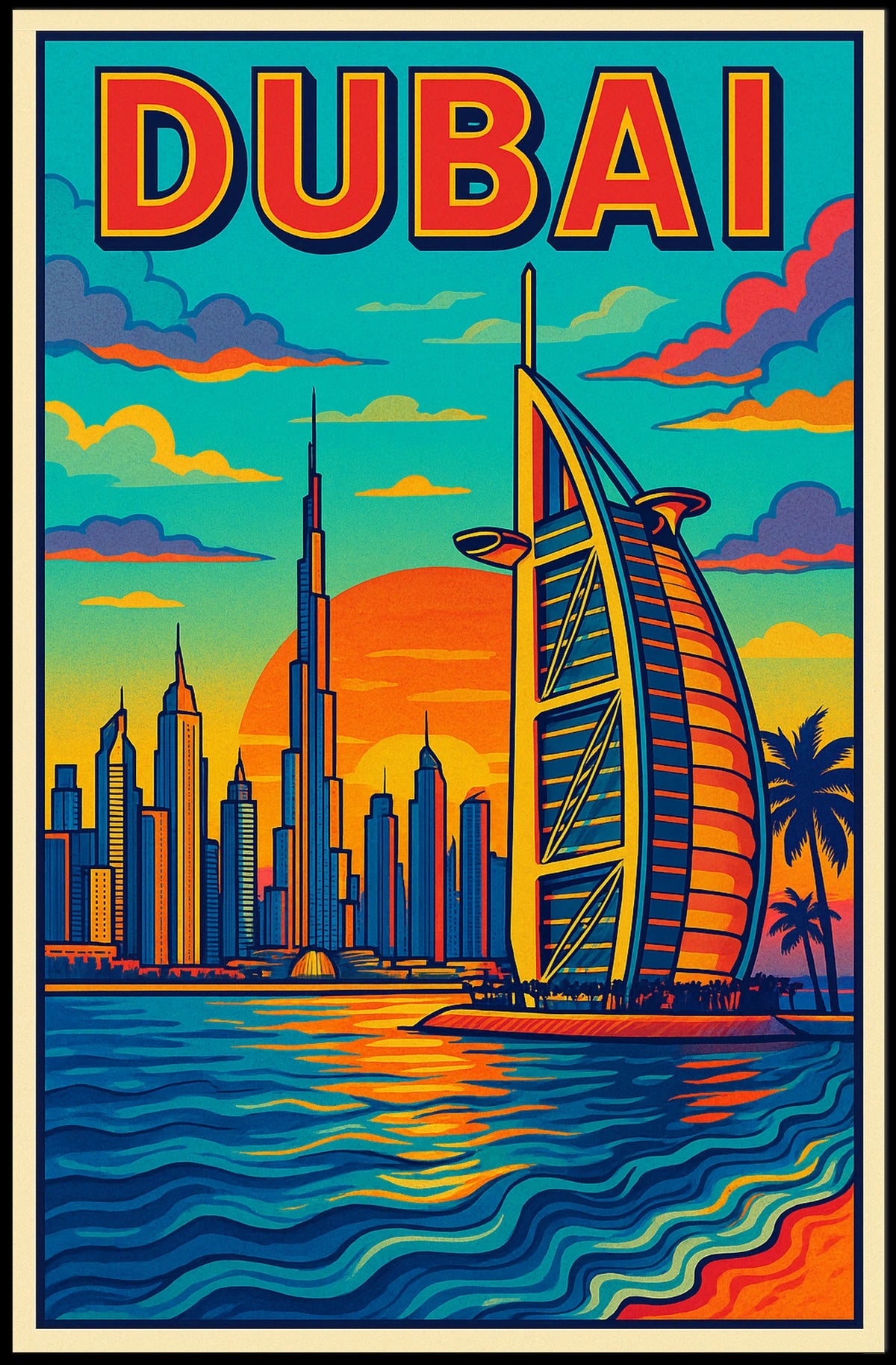 Dubai Skyline Illustration Poster