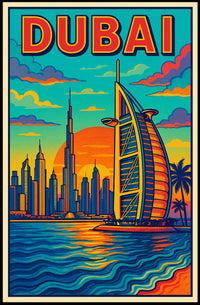 Dubai Skyline Illustration Poster