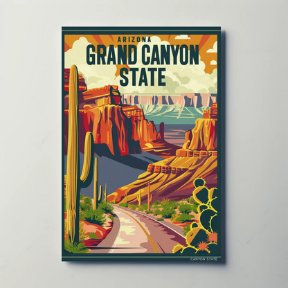 Arizona Grand Canyon State Vintage Travel Poster