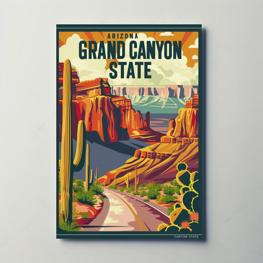 Arizona Grand Canyon State Vintage Travel Poster