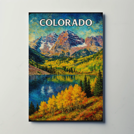 Colorado Fall Landscape Mountain Lake Travel Poster