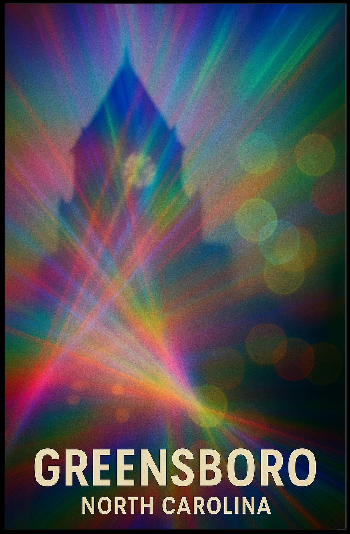 Greensboro North Carolina Vibrant Cityscape Travel Art Impressionism Urban Skyline Wanderlust Inspiration Poster