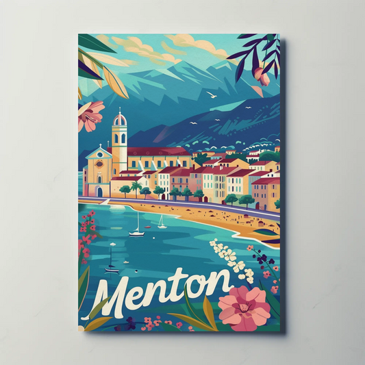 Menton French Riviera Coastal Town Travel Poster