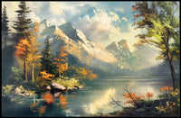 Serene Mountain Landscape Autumn Impressionistic Art Poster