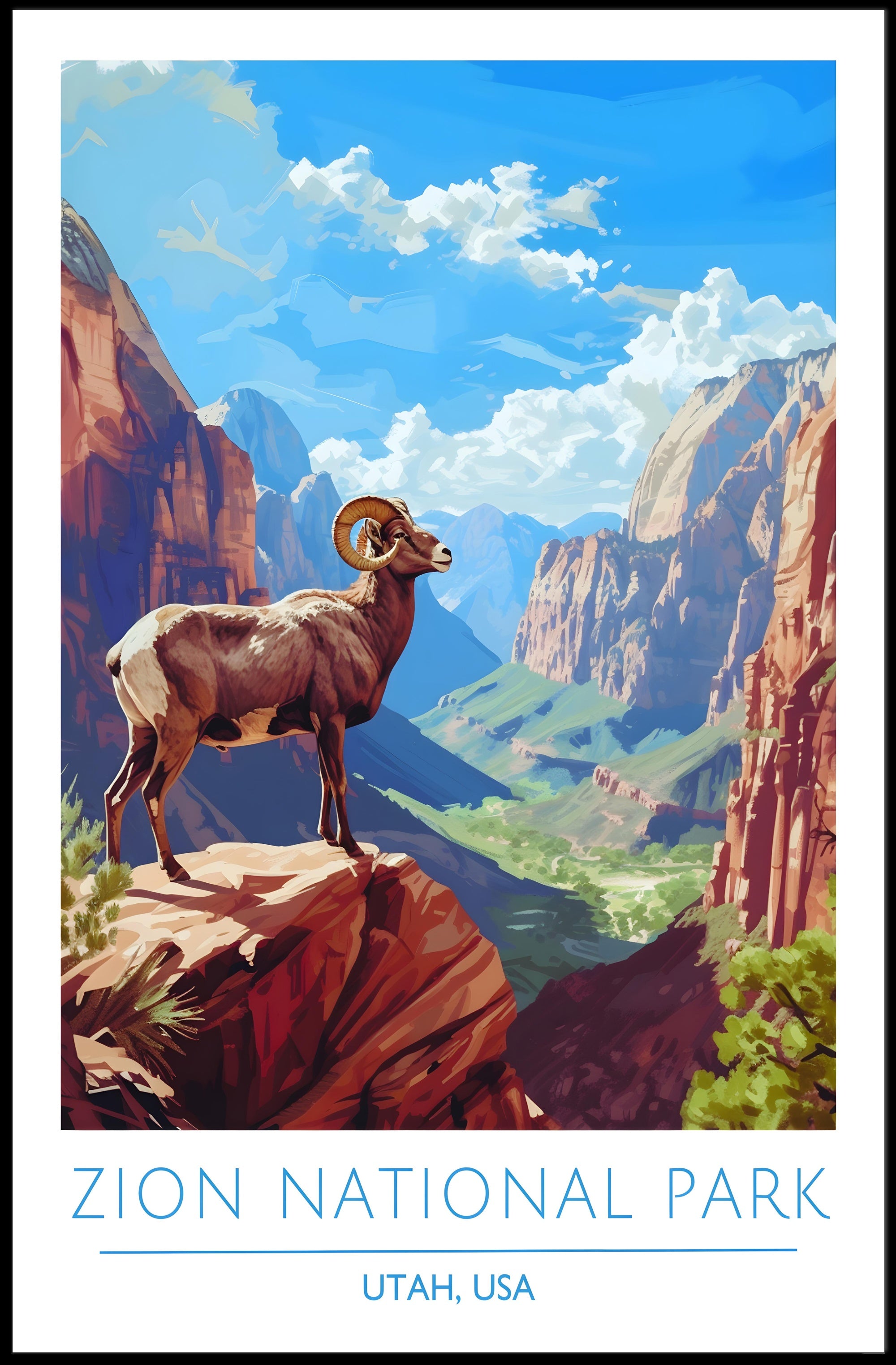 Zion National Park Illustration Poster
