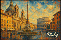 Enchanting Italy Watercolor Impressionism Travel Italian Landscapes Mediterranean Vibe Poster