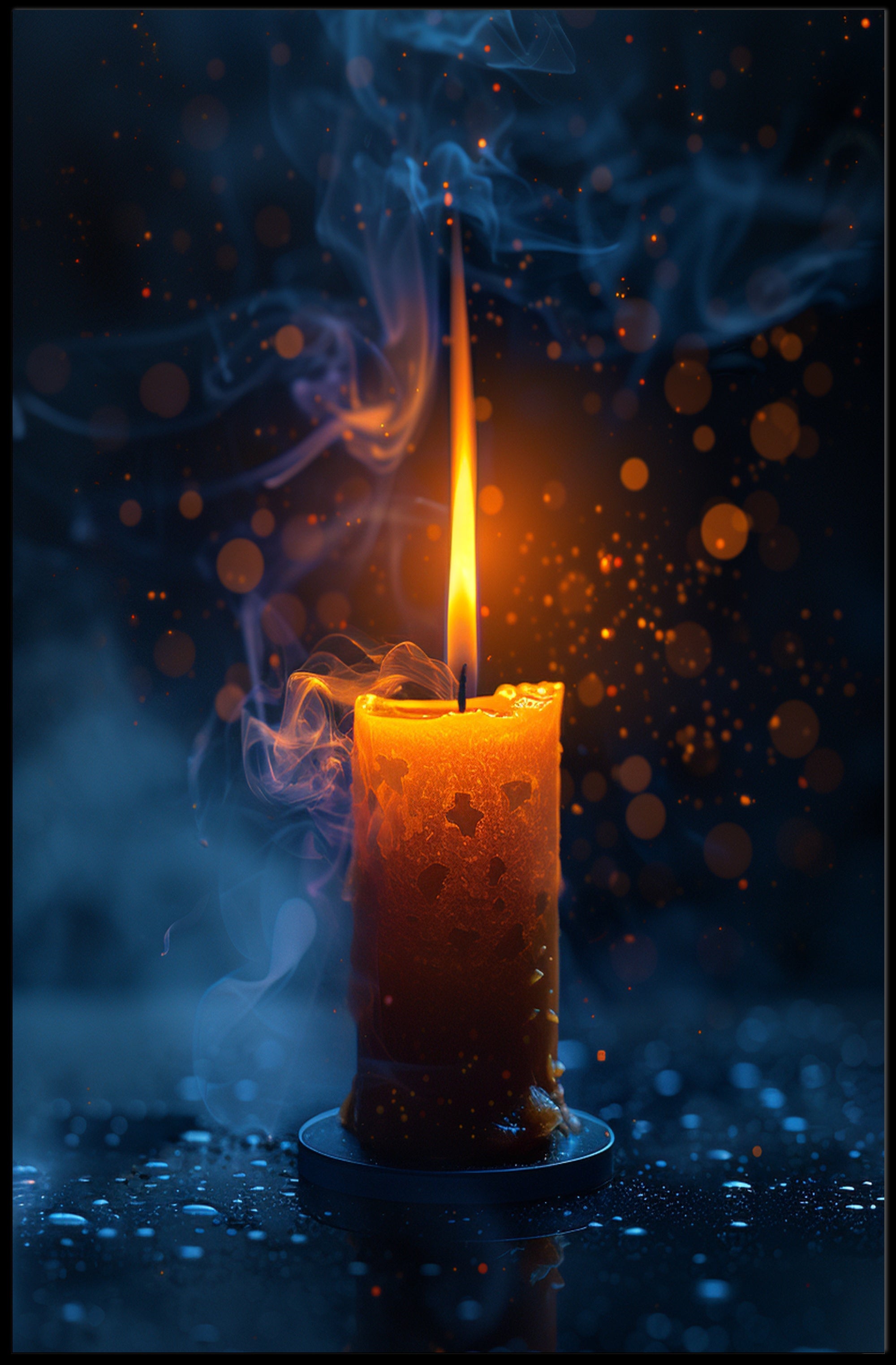 Ethereal Candle Glow: Mystical Starry Night Poster PosterGoat