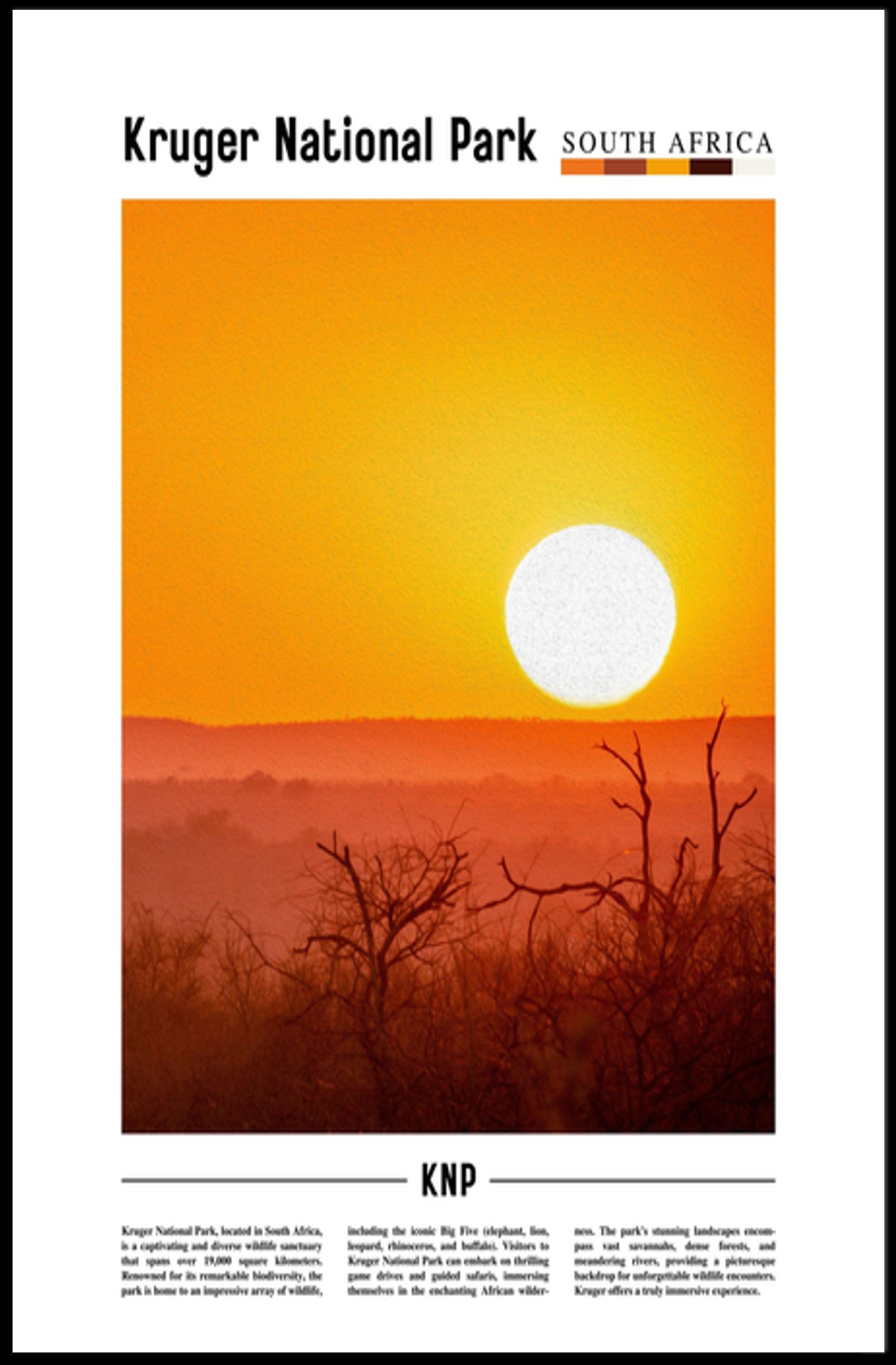 Kruger National Park Travel Poster Scenic Print
