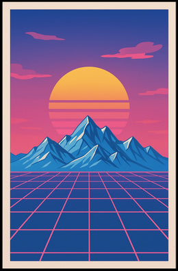 Retro-Futuristic Sunset Art Print: Futuristic Sci-Fi Poster