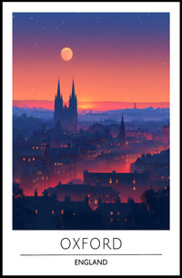 Oxford Skyline Sunset: Urban or Cityscape Poster
