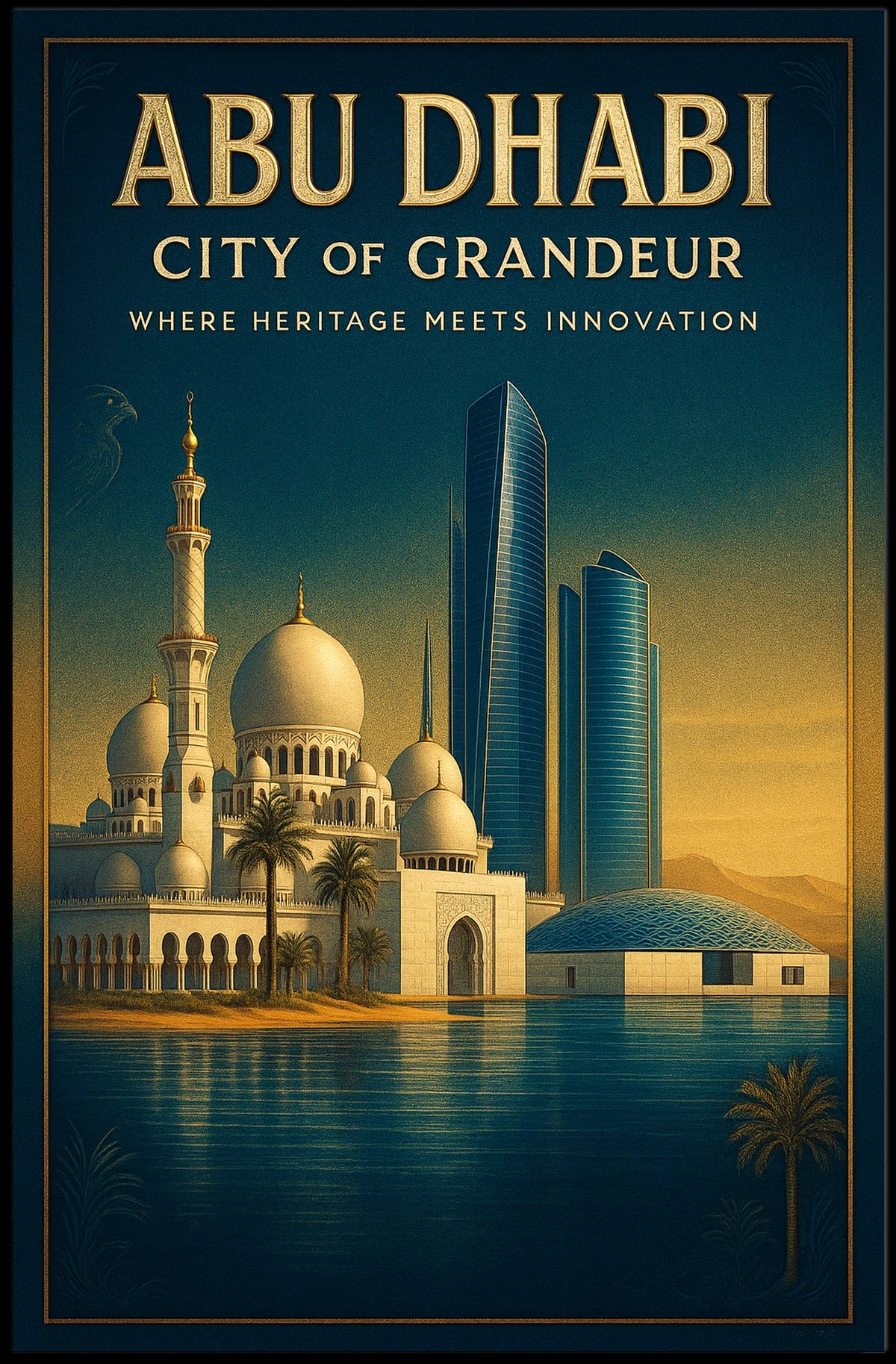 Abu Dhabi's Iconic Landmarks in Urban Cityscape Poster