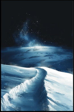 Serene Snowy Landscape Under Starry Sky Poster