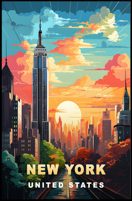New York City Urban Skyline Poster Modern Wall Art