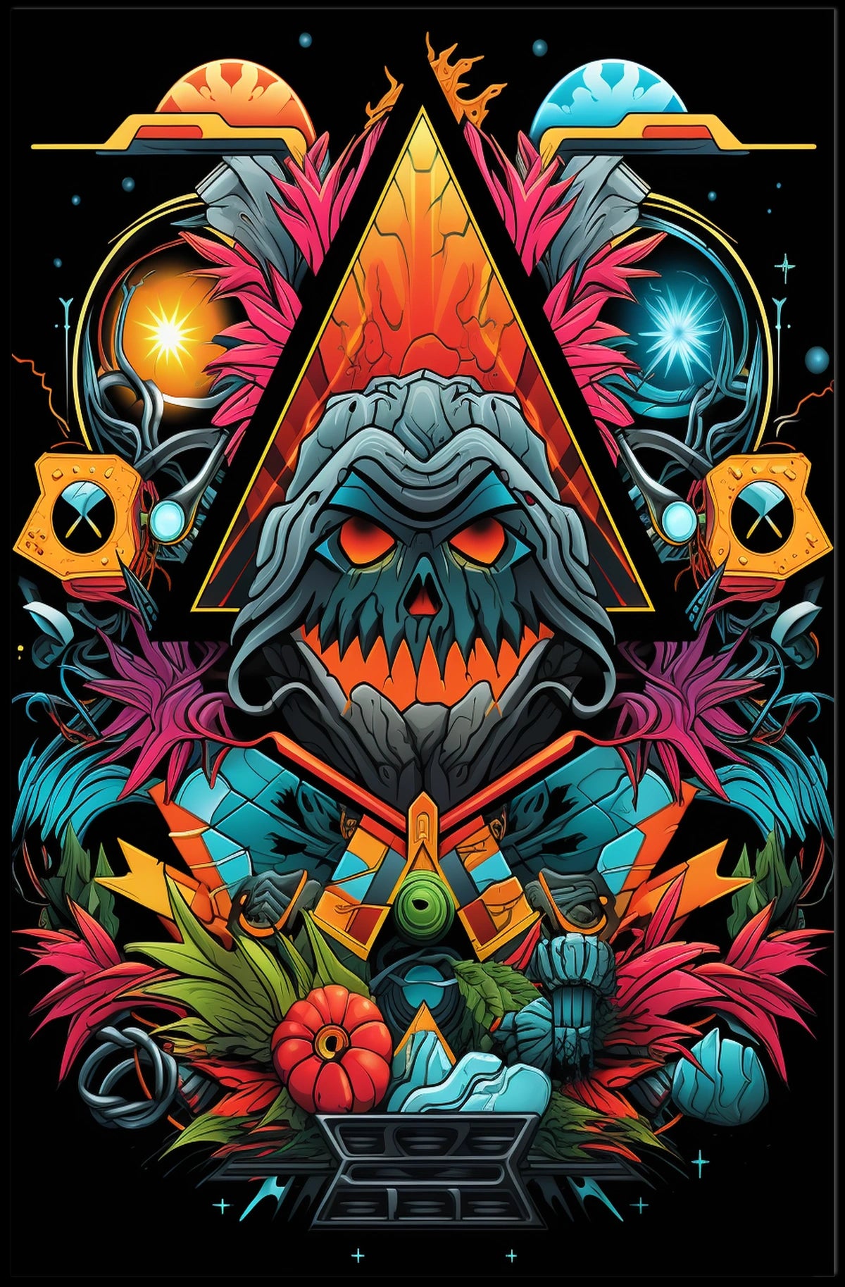 Mystical Cosmic Skull Fantasy Art Poster