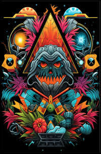 Mystical Cosmic Skull Fantasy Art Poster