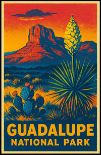 Guadalupe National Park Sunset Vintage Travel Voyager Poster