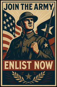 Patriotic Soldier WWII Military Recruitment Propaganda Poster PosterGoat
