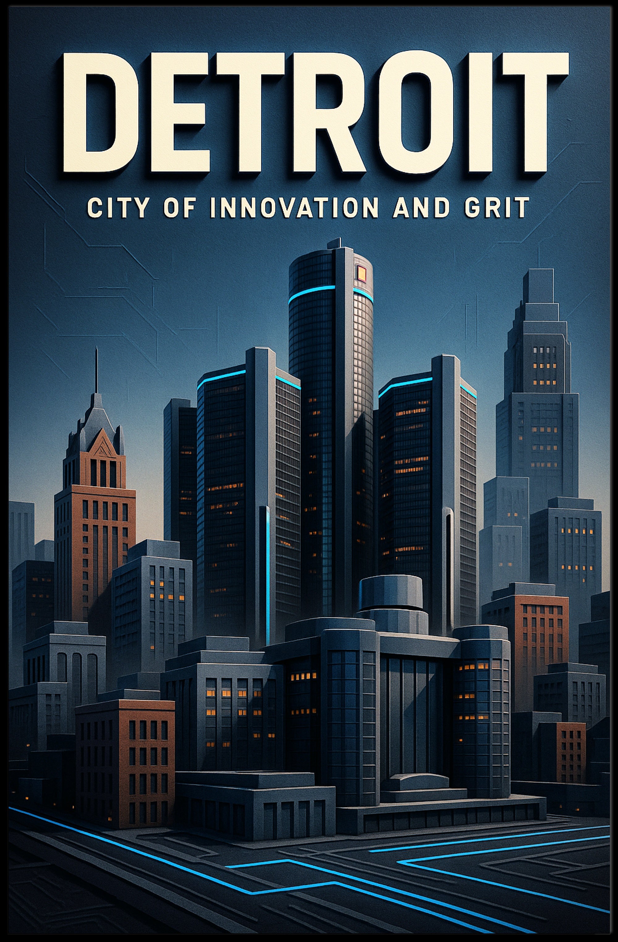 Detroit City of Innovation and Grit Poster PosterGoat