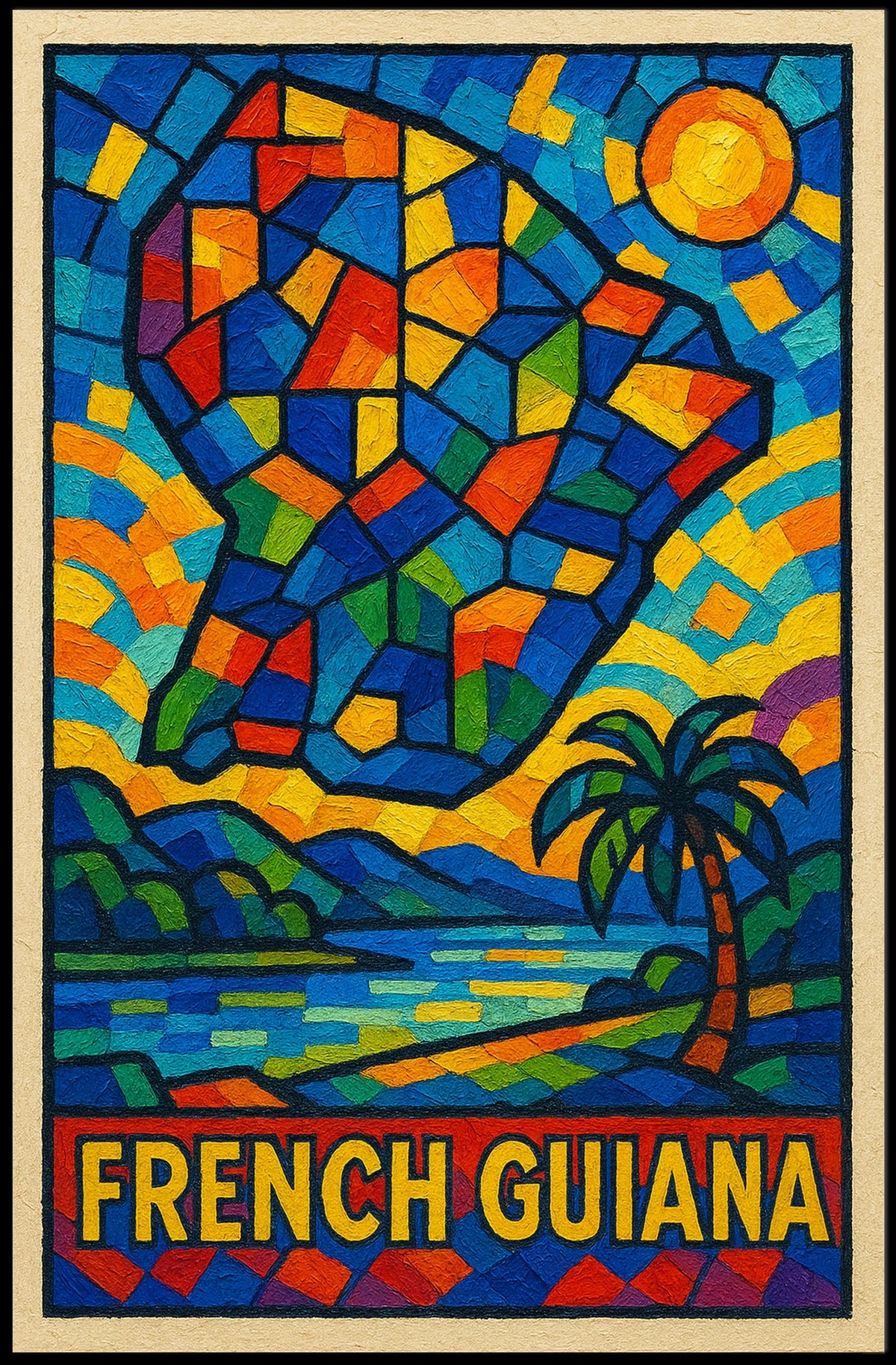 French Guiana Mosaic Art Poster
