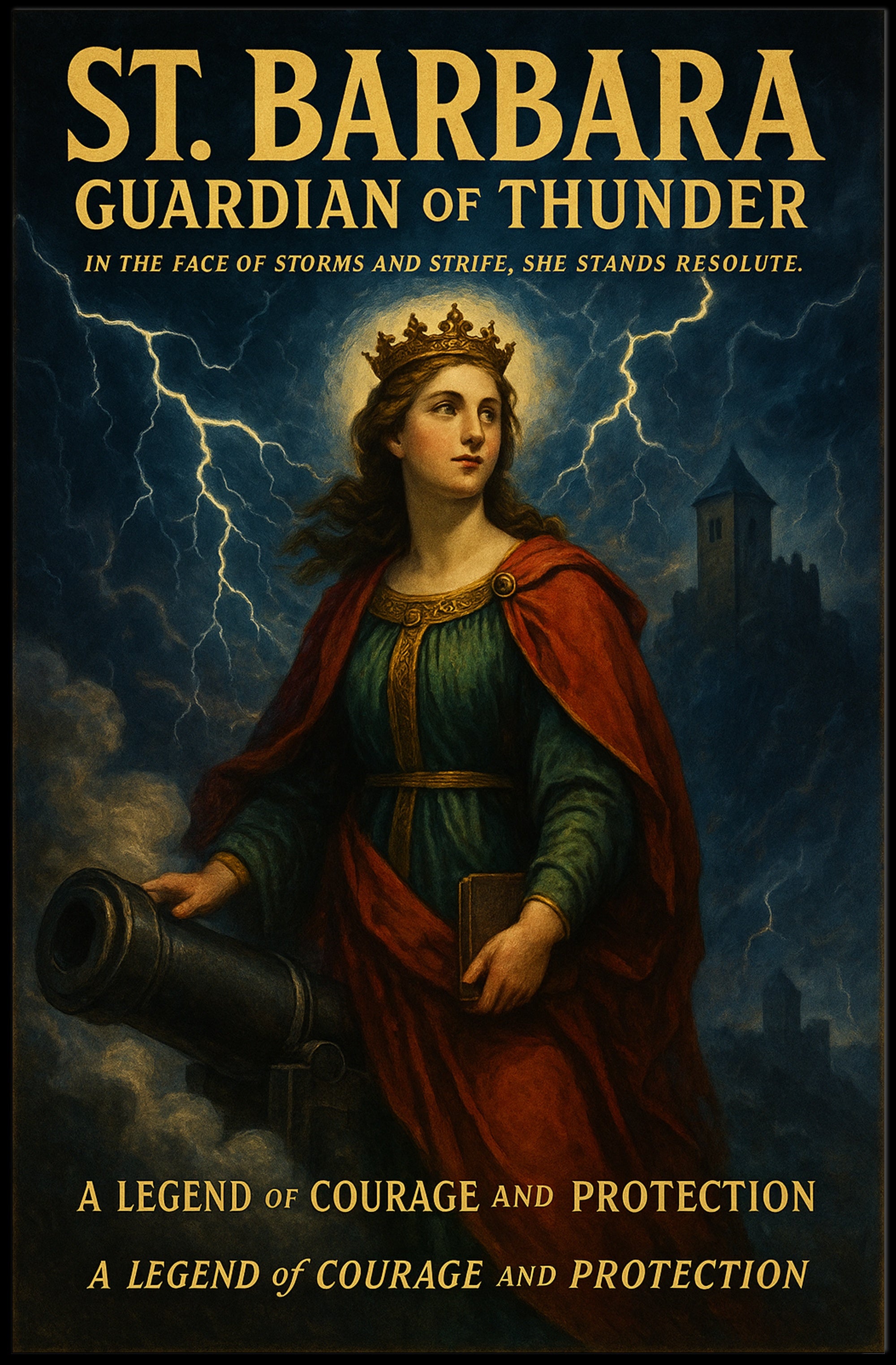 St Barbara Guardian of Thunder Poster Vintage Religious