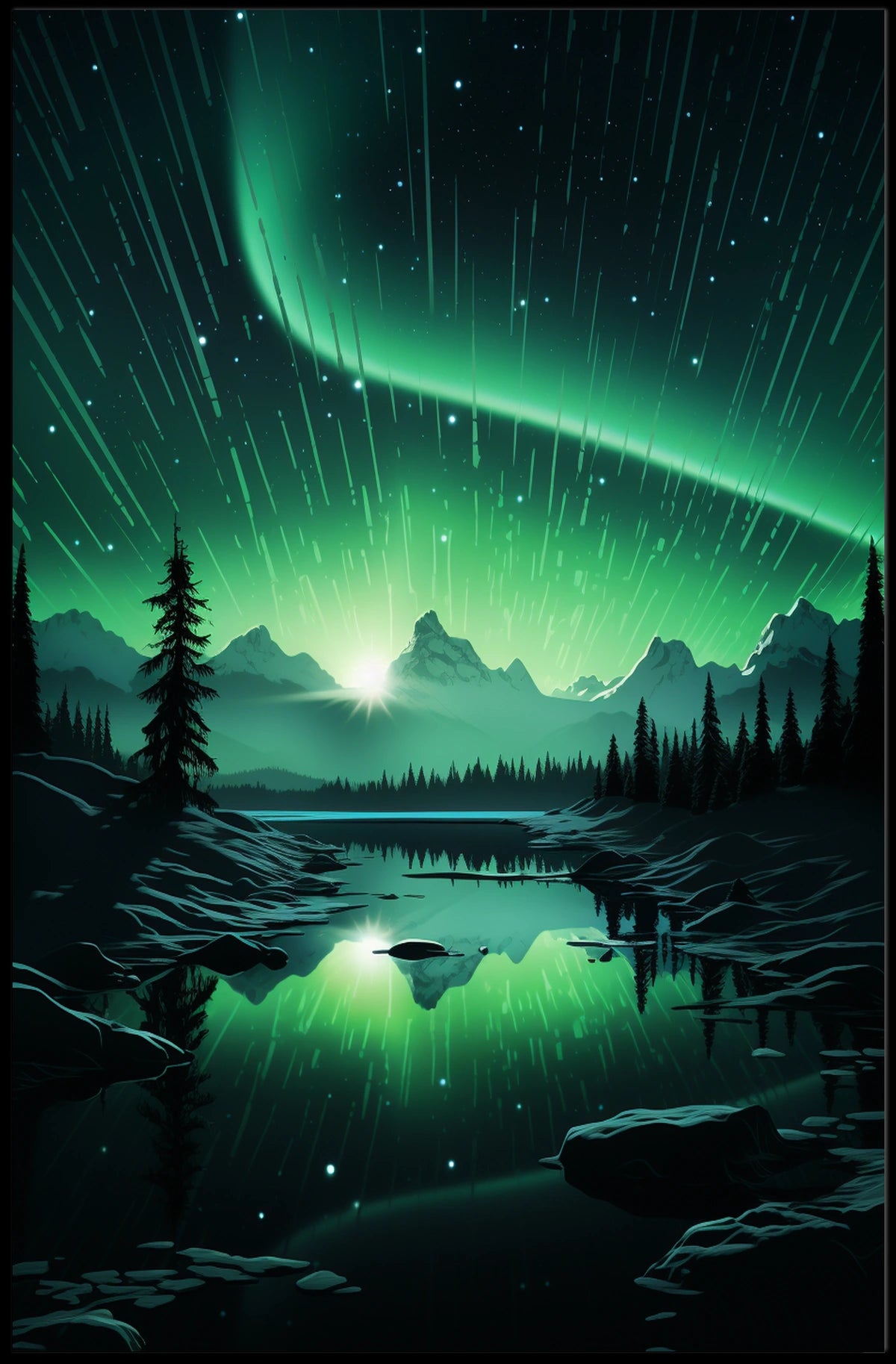 Northern Lights Dreamscape in Space or Astronomy Poster