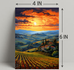 Sunset Over Tuscan Vineyards Poster