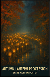 Autumn Lantern Festival Forest Cozy Impressionist Poster