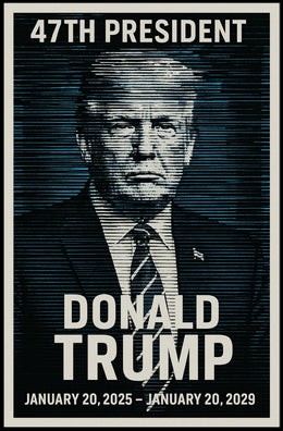 Donald Trump Visionary Leader in Blue Poster