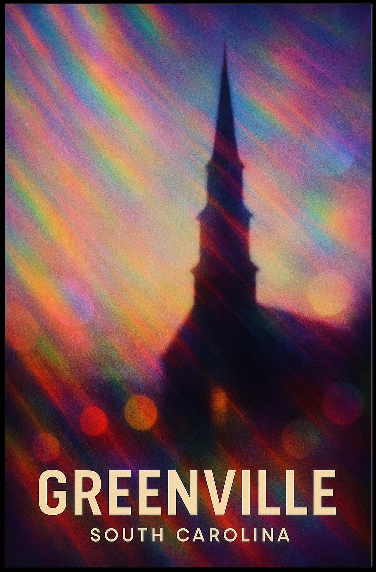 Greenville Skyline Digital Painting Wanderlust Poster